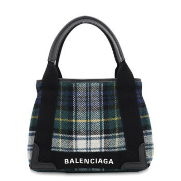 Balenciaga Handbag Navy Blue Cabas Shoulder Bag Pouch Black - Picture 1 of 8